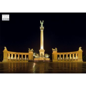   Hősök tere tányéralátét könyöklő + hátoldalon Budapest belváros térképe