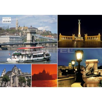   Budapest képekben tányéralátét könyöklő + hátoldalon Budapest belváros térképe