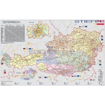 Ausztria szervező térképe fóliás-fémléces