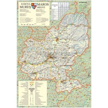 Maros megye (Románia) térképe, tűzhető, keretes