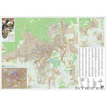 Pécs város térképe, falitérkép