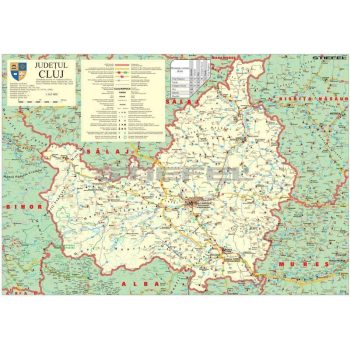 Kolozsvár megye (Románia) térképe, tűzhető, keretes