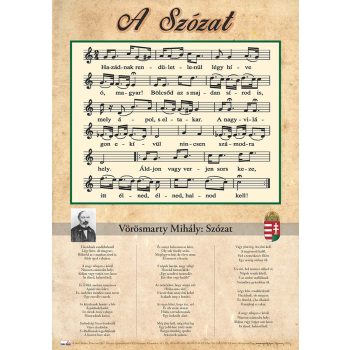   Szózat tabló faléccel - 70 x 100 cm, iskolai oktatótabló