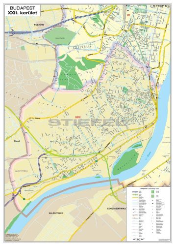 Budapest kerület térképe, keretezett, tűzhető
