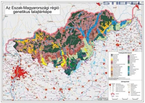 Észak-Magyarország régió genetikus talajtérképe fémléces
