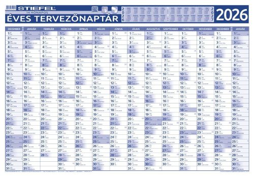 Éves tervezőnaptár 2026  fémléces ajándék filctollal