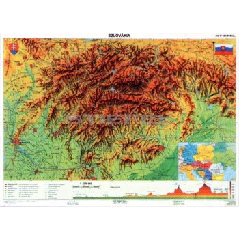 Szlovákia, domborzati + vaktérkép DUO