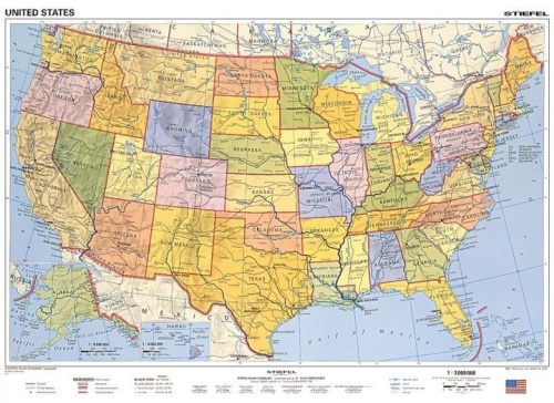 USA könyöklő politikai térkép