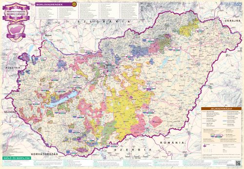 Magyarország borvidékei, tűzhető, keretes (nagy méret)