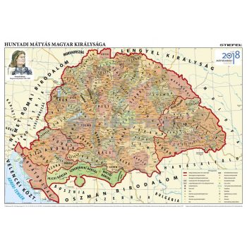 Hunyadi Mátyás magyar királysága térkép, fémléces