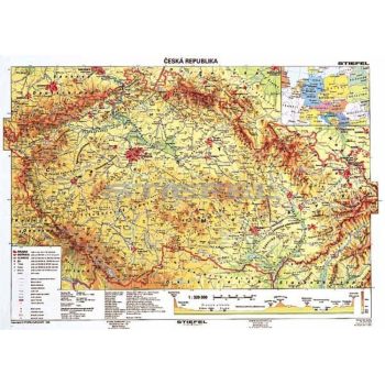Csehország, domborzati + vaktérkép DUO (cseh)