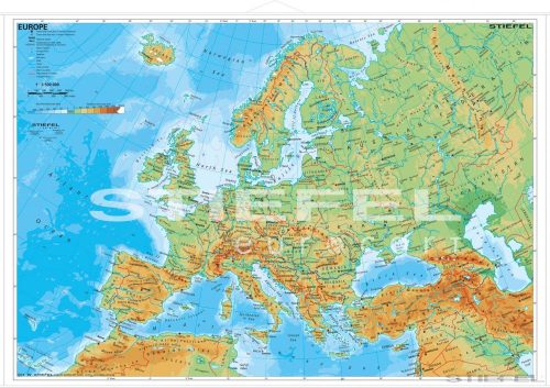 Europe physical (angol Európa domborzati térkép)