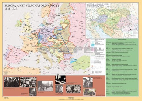 Európa a két világháború között kétoldalas óriás falitérkép poszter