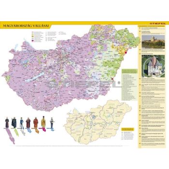Magyarország vallásai iskolai falitérkép (160 x 120 cm)