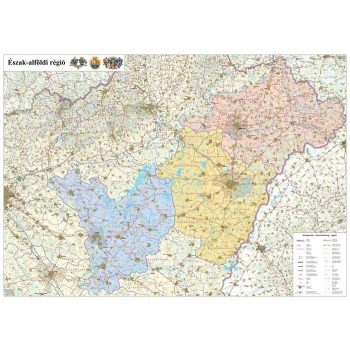   Az Észak-Alföldi régió térképe, tűzhető, keretes falitérkép