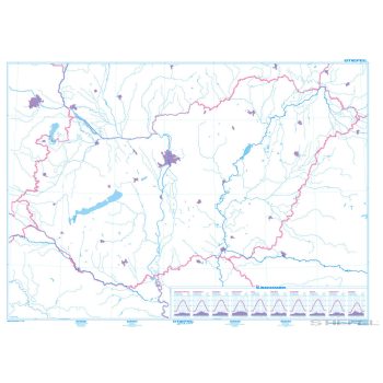   Magyarország körvonalas iskolai földrajzi falitérképe, klíma diagramokkal.