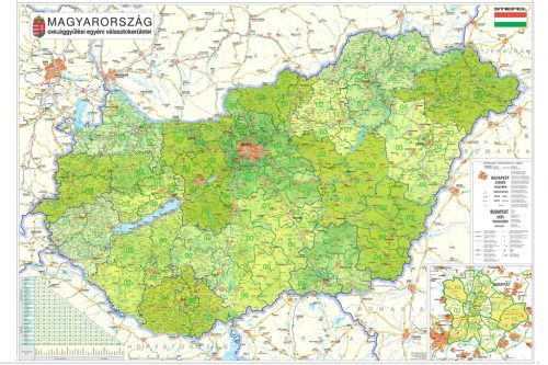 Magyarország országgyűlési választókerületei (2025), választható színezéssel, keretes, 100x70