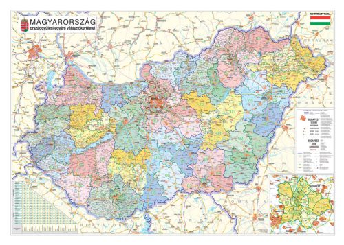 Magyarország országgyűlési választókerületei színes (2025) keretezett, tűzhető 