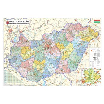   Magyarország országgyűlési választókerületei színes (2025), tűzhető, keretes térkép 