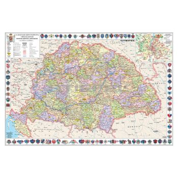   A Magyar Szent Korona országai térképe jelenleg Mo. határral fémléces