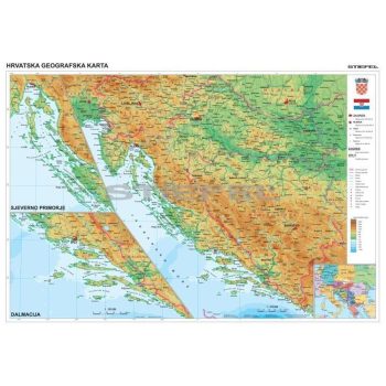 Horvátország domborzata falitérkép