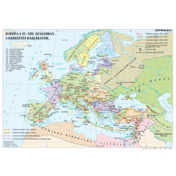   Európa a XI-XIII. században - A keresztes hadjáratok (160 x 120 cm) iskolai történelmi falitérkép
