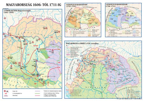Magyarország 1606-tól 1711-ig (140 x 100 cm) iskolai történelmi falitérkép