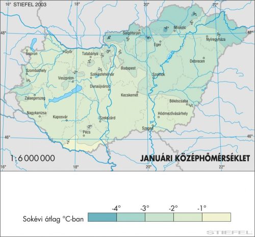 Januári középhőmérséklet