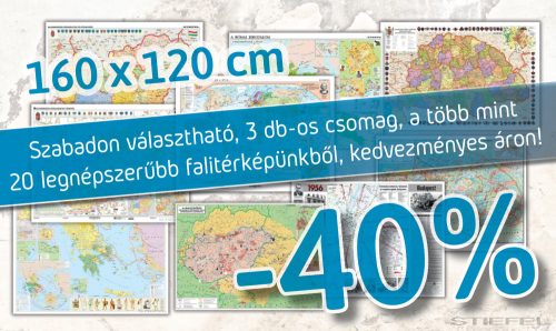 Szabadon választható 3 db-os akciós csomag, a több mint 20 legnépszerűbb iskolai falitérképünkből. (DUO, 160 x 120 cm / db)