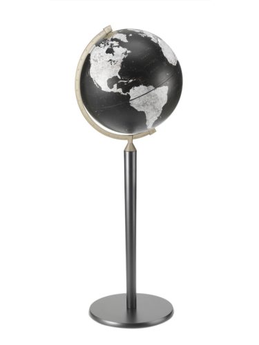 Földgömb VASCO DE GAMA fekete angol nyelvű álló, fekete fatalpas fém meridiánnal Ø 40  cm